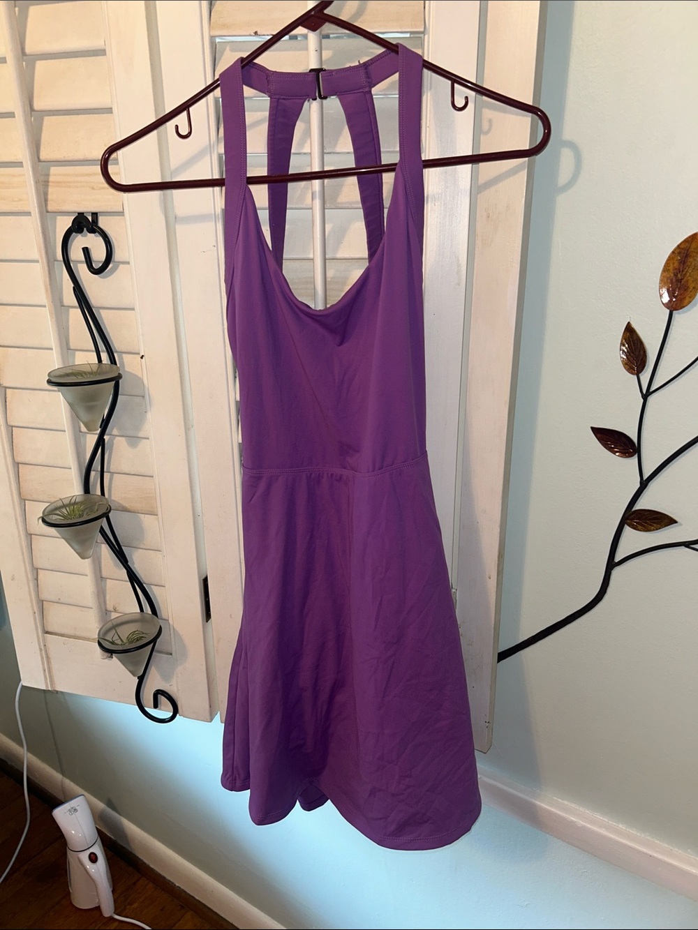 HALARA Backless Fit & Flare Dress in Plum - Picture 2 of 7